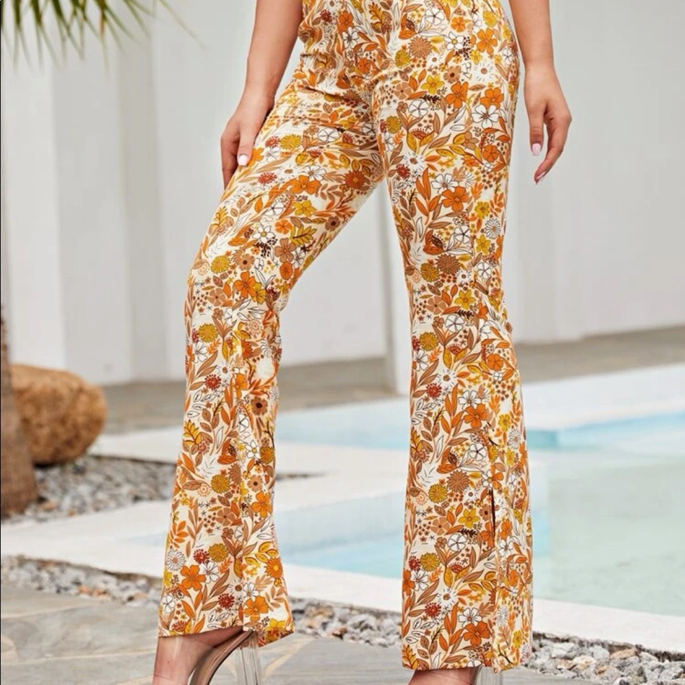 Floral flare pants